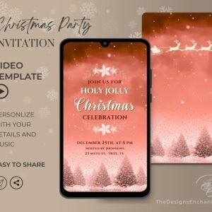 Christmas Party Invitation Video Template, Electronic Holiday Celebration Evite, Digital Christmas Video Invite, Dinner Party Animated Cards by TheDesignsEnchanted