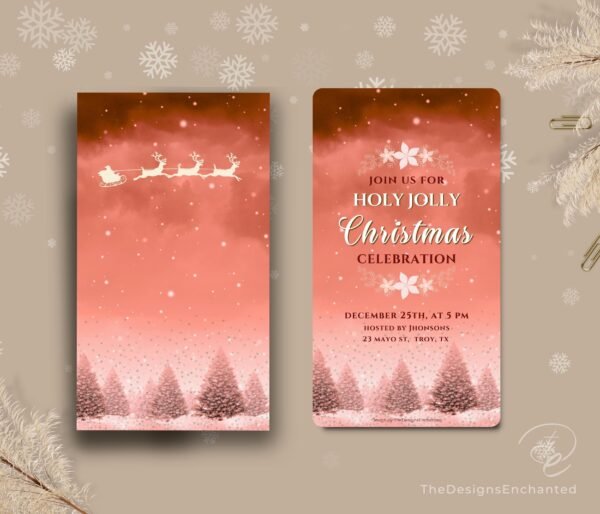 Christmas Party Invitation Video Template, Electronic Holiday Celebration Evite, Digital Christmas Video Invite, Dinner Party Animated Cards by TheDesignsEnchanted