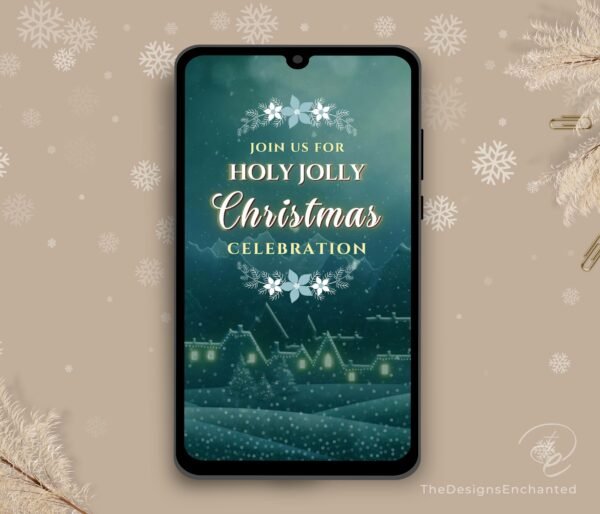 Christmas Party Invitation Video Template, Electronic Holiday Celebration Evite, Digital Christmas Video Invite, Dinner Party Animated Cards by TheDesignsEnchanted