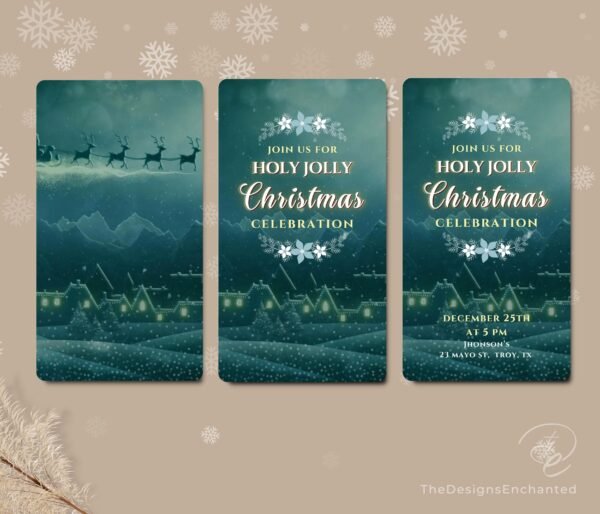 Christmas Party Invitation Video Template, Electronic Holiday Celebration Evite, Digital Christmas Video Invite, Dinner Party Animated Cards by TheDesignsEnchanted