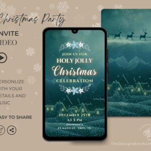 Christmas Party Invitation Video Template, Electronic Holiday Celebration Evite, Digital Christmas Video Invite, Dinner Party Animated Cards by TheDesignsEnchanted