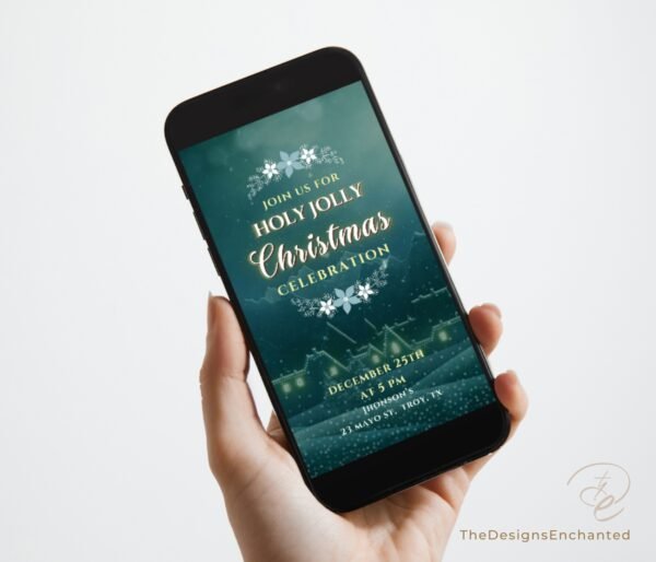 Christmas Party Invitation Video Template, Electronic Holiday Celebration Evite, Digital Christmas Video Invite, Dinner Party Animated Cards by TheDesignsEnchanted