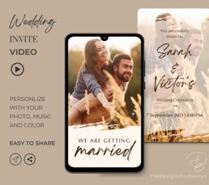 Personalized wedding video invitation. Eco friendly E-card video by TheDesignsEnchanted